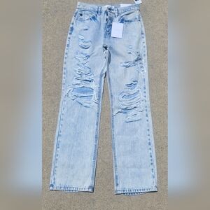 KanCan Light Blue Distressed Straight Leg Jeans